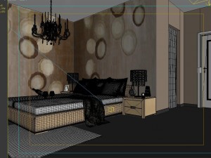 stylish modern bedroom 1825 Model 3D