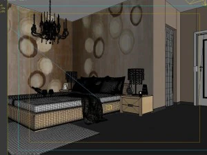 stylish modern bedroom 1825 3D Model
