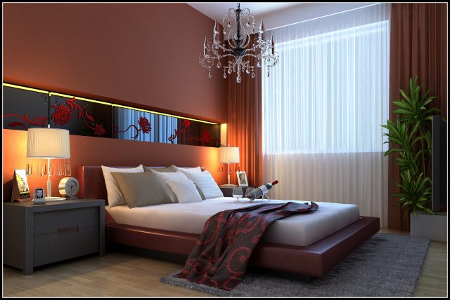 stylish modern bedroom 1828 3D Модель .c4d .max .obj .3ds .fbx .stl .blend 