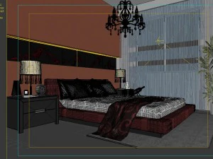 stylish modern bedroom 1828 3D Model
