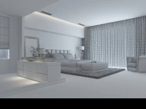stylish modern bedroom 1829 3D Model