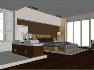 stylish modern bedroom 1829 3D Model