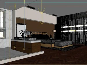 stylish modern bedroom 1829 3D Model