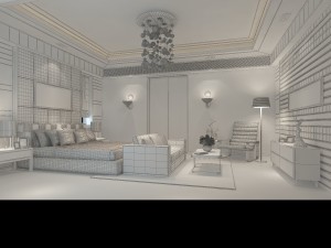 stylish modern bedroom 1830 Model 3D
