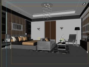 stylish modern bedroom 1830 Model 3D