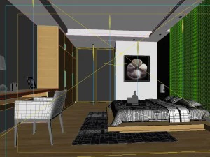 stylish modern bedroom 1837 3D Model