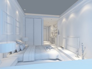 stylish modern bedroom 1839 3D Model