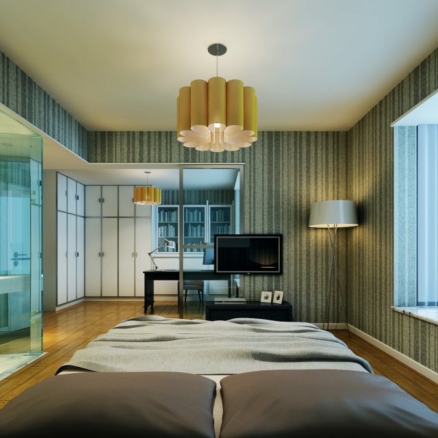 stylish modern bedroom 1840 3D 모델 .c4d .max .obj .3ds .fbx .stl .blend