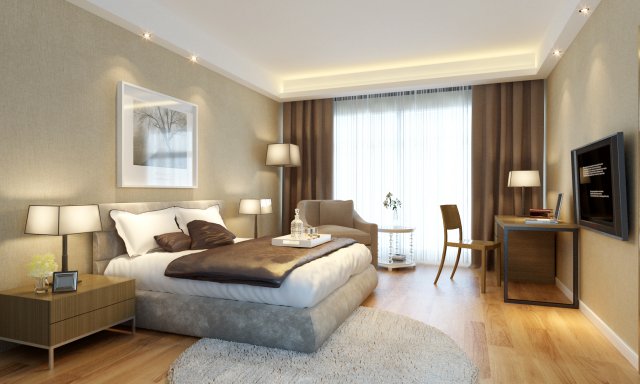 stylish modern bedroom 1841 3D Model .c4d .max .obj .3ds .fbx .stl .blend 