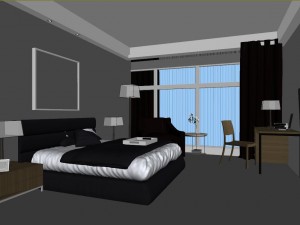 stylish modern bedroom 1841 3D Model