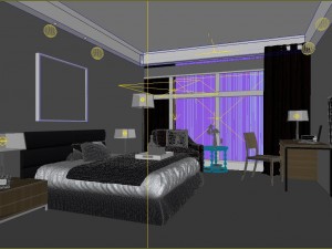 stylish modern bedroom 1841 3D Model