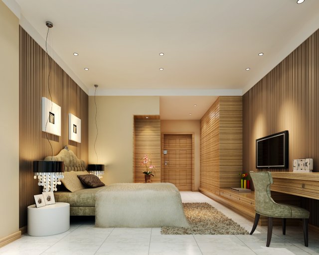 stylish modern bedroom 1842 Modèle 3D .c4d .max .obj .3ds .fbx .stl .blend 