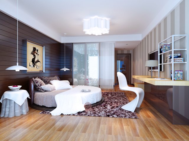 stylish modern bedroom 1843 Model 3D .c4d .max .obj .3ds .fbx .stl .blend 
