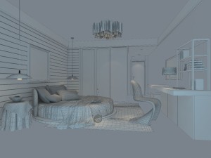 stylish modern bedroom 1843 Model 3D