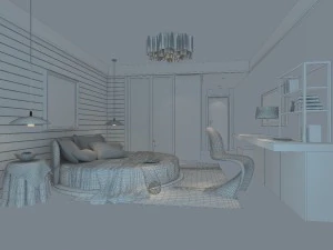 stylish modern bedroom 1843 3D Model
