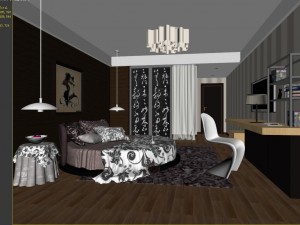 stylish modern bedroom 1843 Model 3D