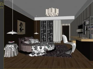 stylish modern bedroom 1843 3D Model