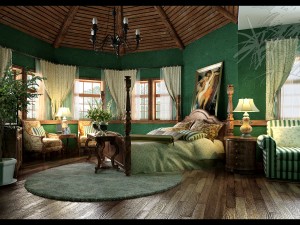 pastoral retro green bedroom 5111 Modèle 3D