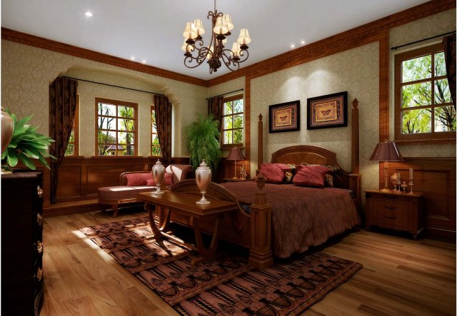 pastoral retro bedroom 5104 3D Модель .c4d .max .obj .3ds .fbx .stl .blend 