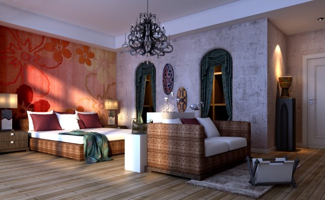 pastoral bedroom 5114 3D-Modell .c4d .max .obj .3ds .fbx .stl .blend 