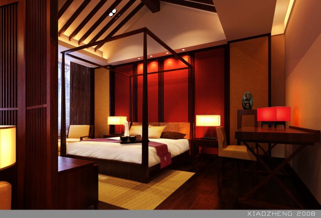 chinese retro bedroom 1801 Modello 3D .c4d .max .obj .3ds .fbx .stl .blend 