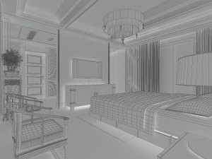 chinese style retro bedroom 1805 Model 3D