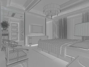 chinese style retro bedroom 1805 3D Model