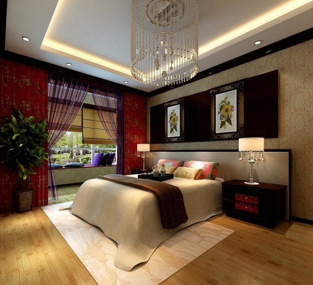 chinese style retro bedroom 1808 Modèle 3D .c4d .max .obj .3ds .fbx .stl .blend 