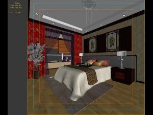 chinese style retro bedroom 1808 Modèle 3D