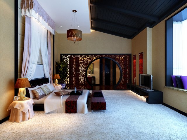 chinese style retro bedroom 1809 3D Model .c4d .max .obj .3ds .fbx .stl .blend 
