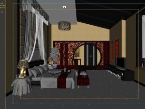 chinese style retro bedroom 1809 3D Model