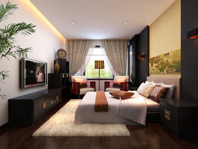 chinese style retro bedroom 1810 3D Model .c4d .max .obj .3ds .fbx .stl .blend 