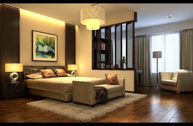 chinese style retro bedroom 1811 3D-Modell .c4d .max .obj .3ds .fbx .stl .blend 