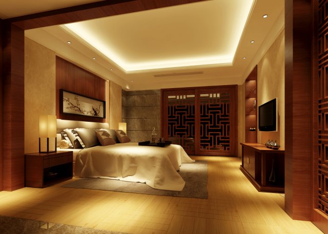 chinese style retro bedroom 1814 3D Model .c4d .max .obj .3ds .fbx .stl .blend 