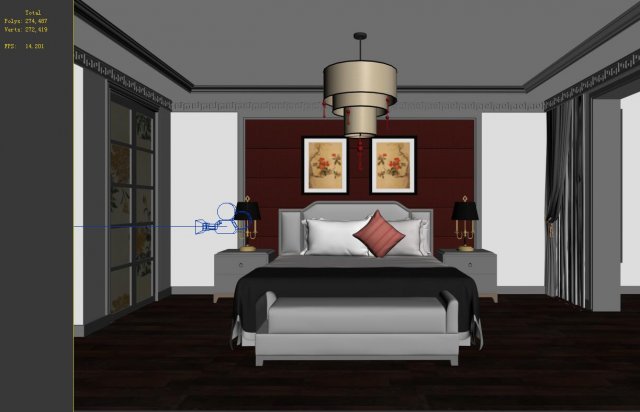 chinese style retro bedroom 1816 3D Model .c4d .max .obj .3ds .fbx .stl .blend
