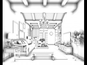 stylish avant-garde living room design 39 Modello 3D