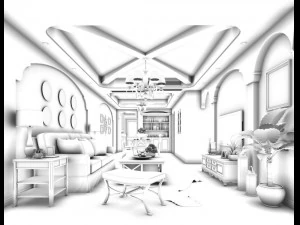 stylish avant-garde living room design 40 3D Model