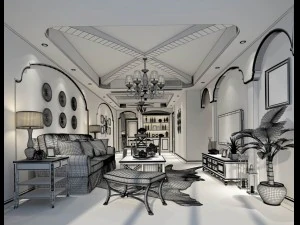 stylish avant-garde living room design 40 3D Model