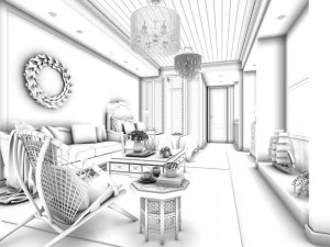 stylish avant-garde living room design 41 3D Model