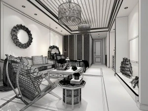 stylish avant-garde living room design 41 3D Model