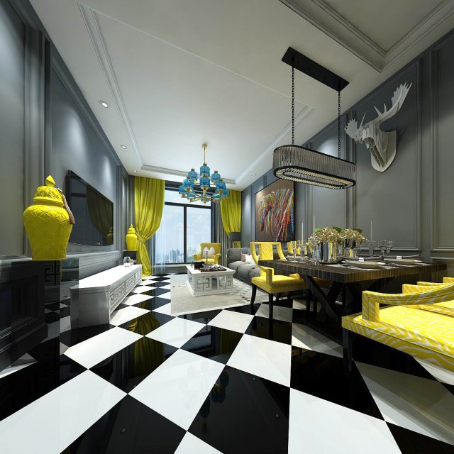 stylish avant-garde living room design 45 Modelo 3D .c4d .max .obj .3ds .fbx .stl .blend 