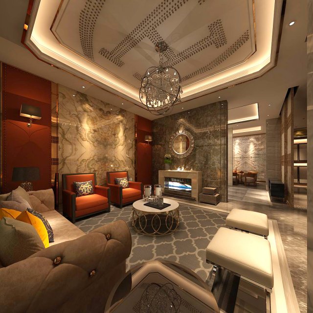 stylish avant-garde living room design 46 3D Model .c4d .max .obj .3ds .fbx .stl .blend 