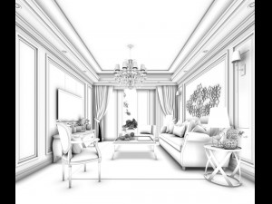 stylish avant-garde living room design 48 Modello 3D