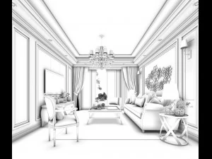 stylish avant-garde living room design 48 3D Model