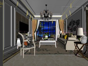stylish avant-garde living room design 48 Modello 3D