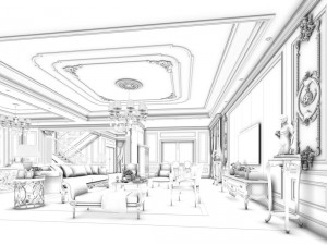 stylish avant-garde living room design 50 3D मॉडल