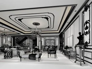 stylish avant-garde living room design 50 3D Model