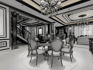 stylish avant-garde living room design 50 3D Model