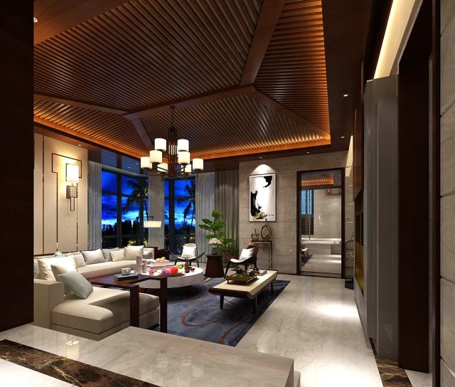 stylish avant-garde living room design 53 3D Model .c4d .max .obj .3ds .fbx .stl .blend 