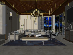 stylish avant-garde living room design 53 3D Model